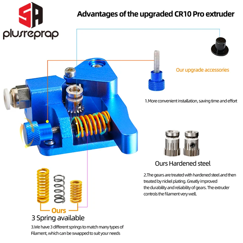 Recente Cr10 Pro Dupla Engrenagem Toda a Extrusora de Metal Ajustável Compressão da Mola Extrusão para Ender Cr10s Pro Peças de Impressora 3d Mais - Imagem 4