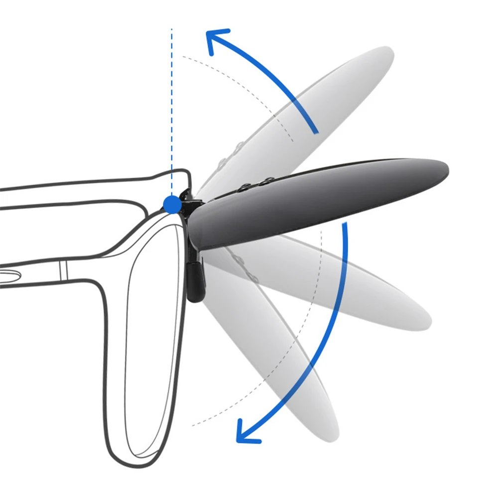 VIVIBEE Mirror Blue Men's Polarized Flip Up Clip On Sunglasses Night Driving UV400 Grey Lens Fishing Fashing Clips for Mypoic 2