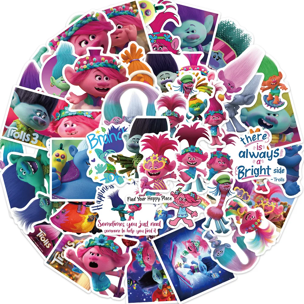 

50Pcs Cartoon Trolls Genie Graffiti Stationery Decoration Refrigerator Skateboard Computer notebook Waterproof Sticker