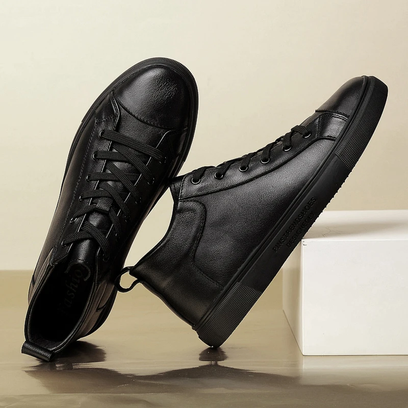 

Ботинки мужские из натуральной кожи, высокие теплые, роскошные ботильоны ручной работы, Повседневная Уличная обувь на плоской подошве, зимние кроссовки