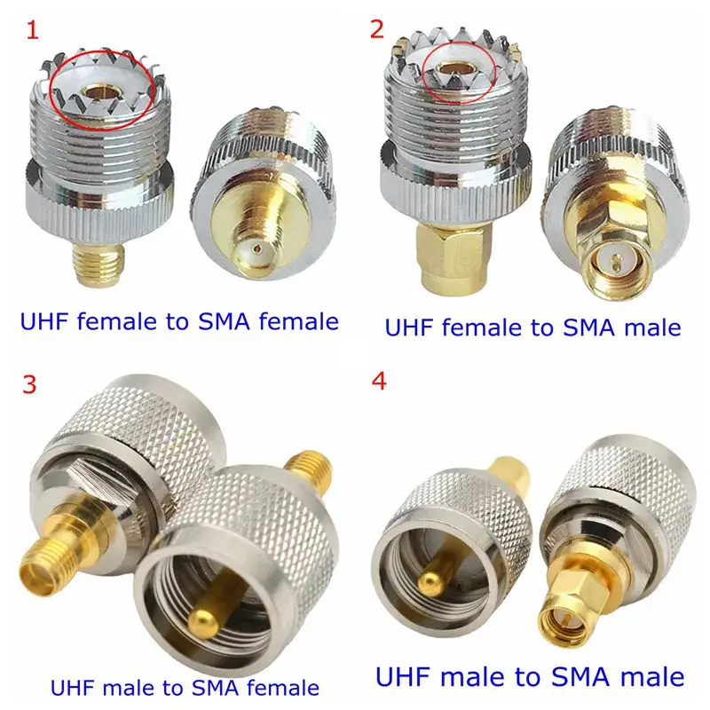 Conector Reto Masculino e Feminino Latão Coaxial rf Niquelado Pl259 So239 Uhf Pl259 So-239 Sma Macho Fêmea Pcs por Lote