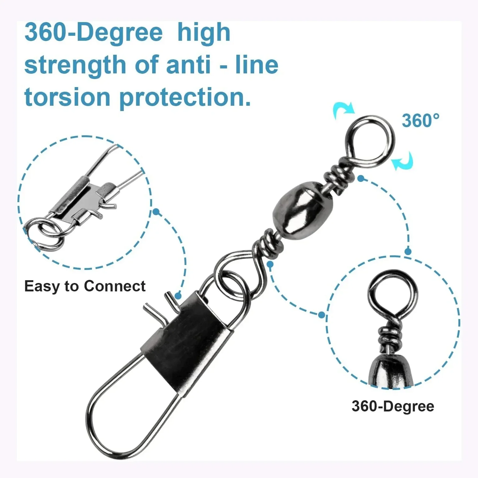 10/30/50pcs Fishing Quick Lock Clips Fishhook Rolling Swivel Buckle All for Fishing Accessories Sports Entertainment Goods Tools