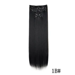 Long Straight Blonde & Black Heat - Resistant Synthetic Hair Extensions - 24inch (1B)