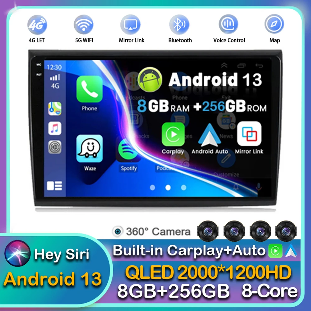 

Автомагнитола на Android 13 Carplay для Fiat Bravo 2007 2008 2009 2010 2011 2012, автомобильное радио, мультимедийный видеоплеер, стерео GPS, головное устройство 2DIN