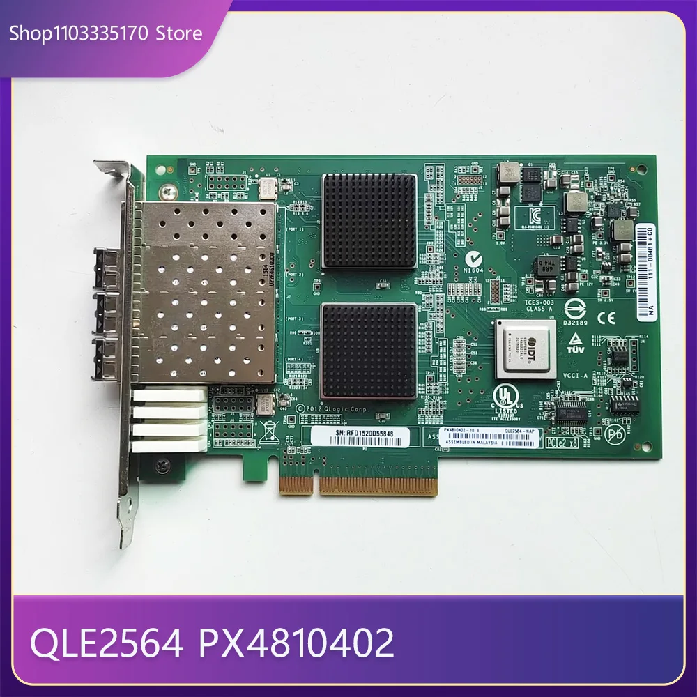 For QLOGIC QLE2564 8GB FC Fiber Card 4-port HBA Card PX4810402(Without Optical Module) 2 For QLOGIC QLE2564 8GB FC Fiber Card 4 port HBA Card PX4810402 Without Optical Module