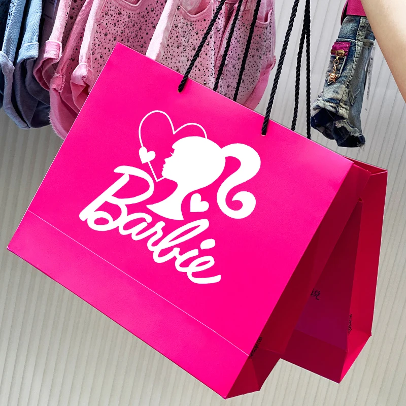 

1Pcs MINISO Barbie Gift Box Gift Handbag Kawaii Anime Cartoon Birthday Wedding Present Party Kraft Paper Shopping Bag Toy