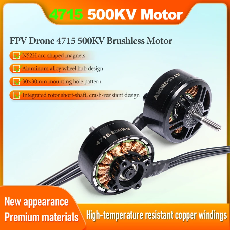 4715 500KV 브러시리스 모터(13-18인치 FPV 헤비 리프트 드론용) 대형 프로펠러 6286g 풀력 전문 쿼드콥터 6S - 12S LiPo