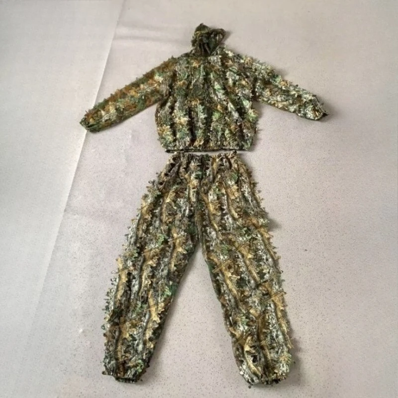 Uniforme camouflage respirant pêche chasse léger avec capuche design feuillage forestier tenue tactique