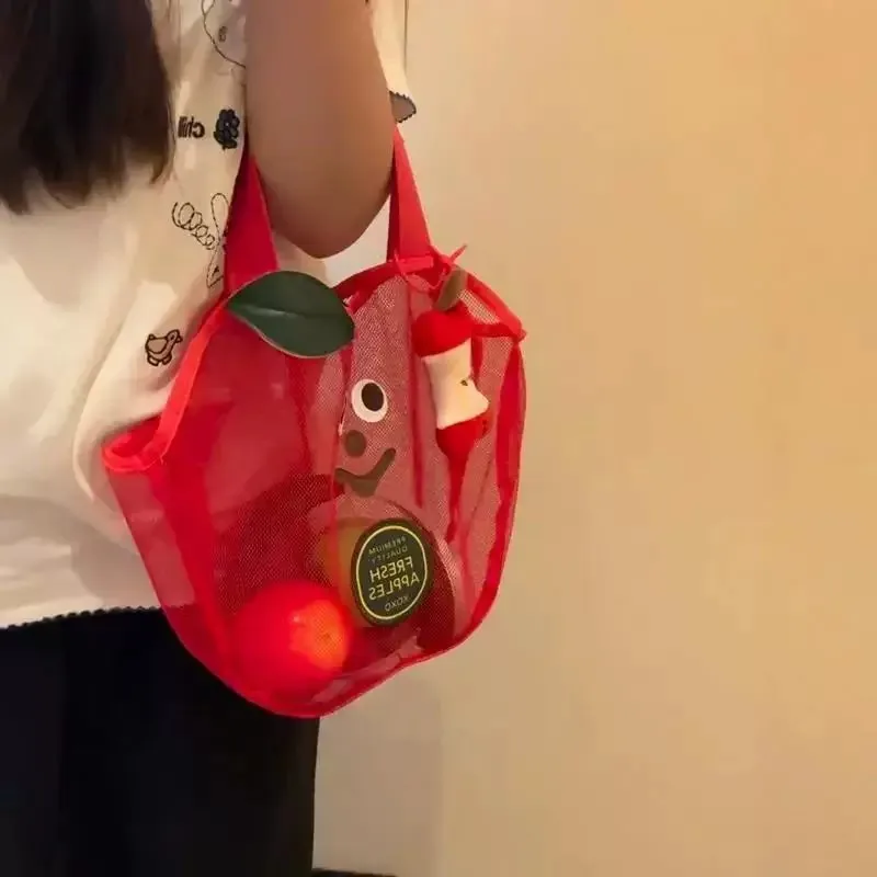 휴대용 수영 가방 애플 메쉬 핸드헬드 비치 가방 욕실 세면용품 보관 남성과 여성을 위한 다기능 방수 실린더 모양