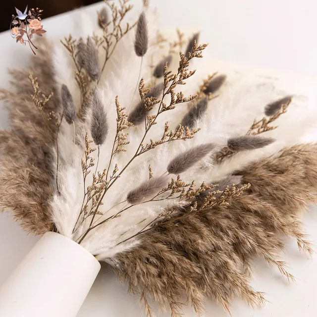 40pcs Natural Fluffy Dried Flower Pampas Grass Bouquet