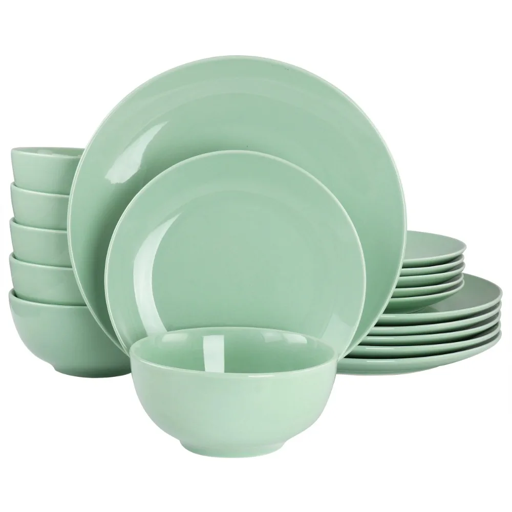 

18 Piece Porcelain Dinnerware Set Service for 6 Dishwasher and Microwave Safe Porcelain Construction Clean Easy Durable