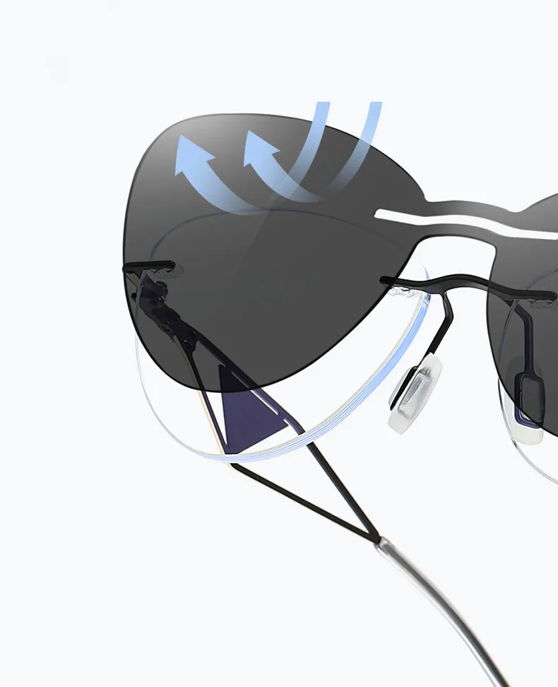 Randloser polarisierter Anzug klare Brille im Freien UV-Schutz Metall brille 2024 neu in weiblichen optischen Brillen rahmen 301046 – Detail 5