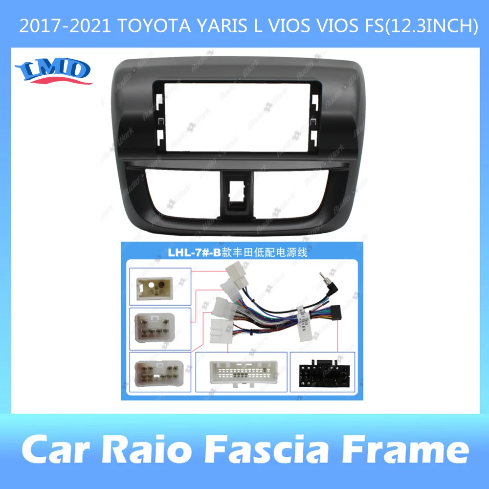 

2 Din Car DVD Frame Audio Fitting Adaptor Dash Trim Kits Facia Panel 12.3inch For 2017-2021 TOYOTA YARIS Double Din Radio Player