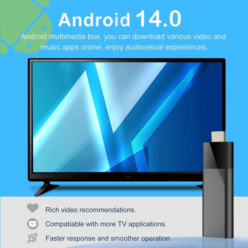 Q12 Mini TV Stick Android 14 ATV Ram 4GB 8GB Rom 64GB 128GB Quad Core Allwinner H313 2.4G&5G Wifi Global Streaming Smart TV Box 2