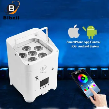 1-24pcs/Lot With Battery Wireless DMX Wifi Remote Led Wedding Uplight 6x18w RGBWAUV 6in1 LED Par DJ Sound Party Flight case 2