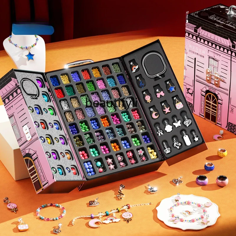 Beaded handmade DIY material girl wears beads play house princess jewelry box creative gift box