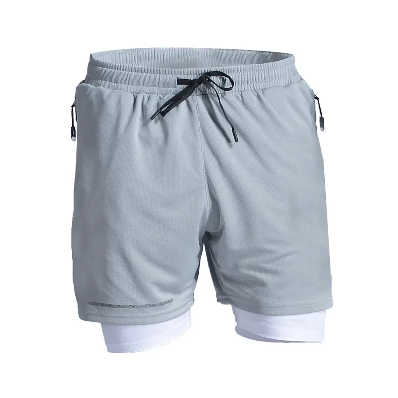 New Men's Sport Shorts Quick Dry Running Pants Double Layer Fitness Training Three-Quarter Length Marathon Competition Five-Quar