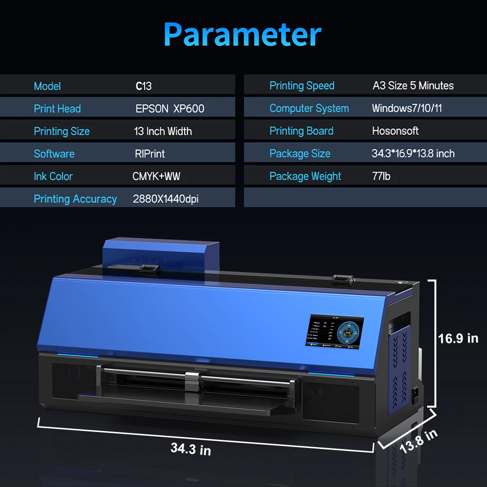 엡손 XP600 DTF 프린터 impresora dtf A3+ 티셔츠 dtf 프린팅 기계, 섬유 의류 청바지 원단 dtf 프린트용 OYfame