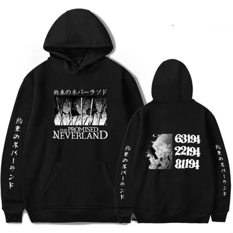 

Anime Yakusoku No Neverland The Promised Neverland Funny Hoodie Hip Hop Graphic Sweatshirts Poleron Hombre Streetwear Hoody