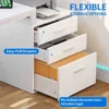 Office Furniture Desk Sets ,65" L Shaped Desk With Power Outlets And Monitor Stand , Computer Desk With LED Light &File Cabinet 2