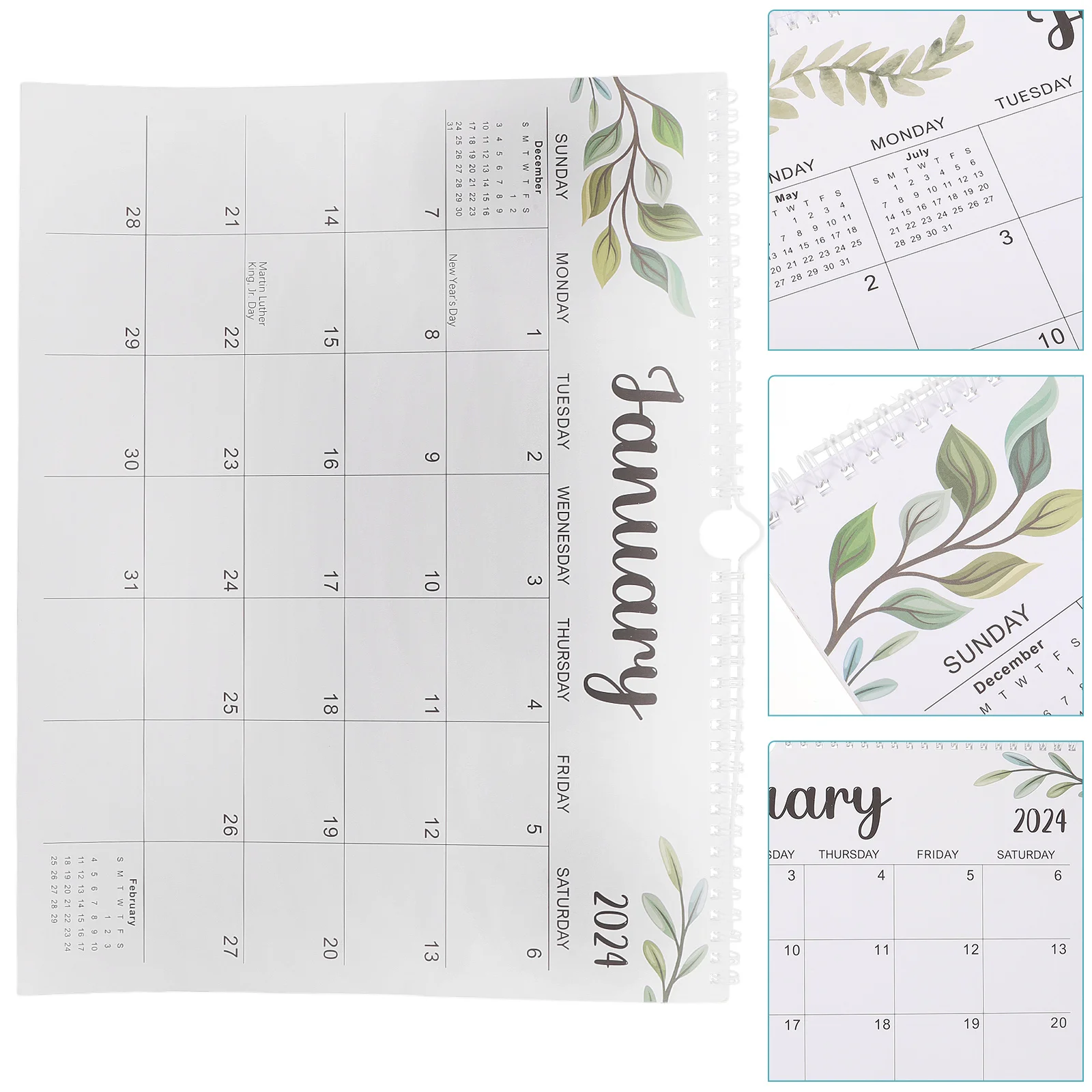 Coil Calendar Desk 2024 Wall Monthly for Delicate Hanging Office Supplies Desktop Clear Printed