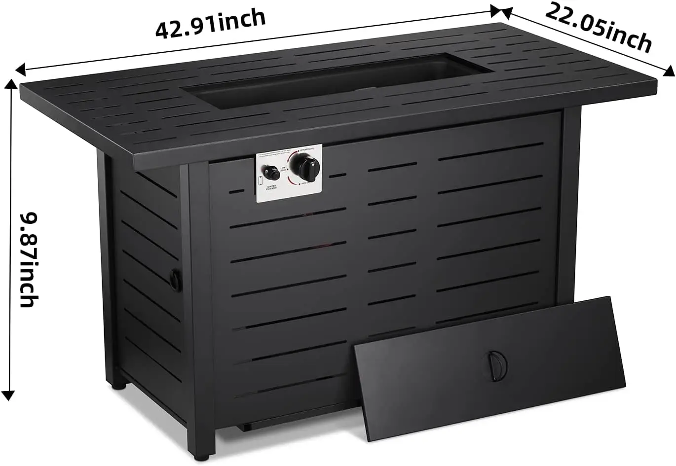 Outside Garden Backyard Deck Patio Fire Pit Propane Gas FirePit Table 43" Outdoor Fire Pit Rectangular Tabletop with Lid 2