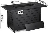 Outside Garden Backyard Deck Patio Fire Pit Propane Gas FirePit Table 43" Outdoor Fire Pit Rectangular Tabletop with Lid 2