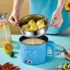 Electric Pots Household Portable Multipurpose Mini Ramen Cooker Noodles Cooker Mini Pot for Shabu Shabu Dumpling Fry Ramen Eggs 2