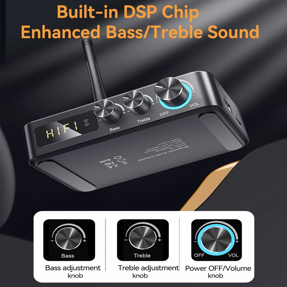 Bluetooth Adapter NFC Bluetooth 5.1 Audio Receiver Transmitter 3.5mm AUX/RCA/ 6.5mm Mic/USB Disk/TF Card Player Wireless Stereo FM Radio