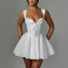 2025 Spring New Sleeveless Lace Splicing Spice Slip Dress Slim Backless Ballet Pompadour Dress V-neck High-waisted Mini Dress 2