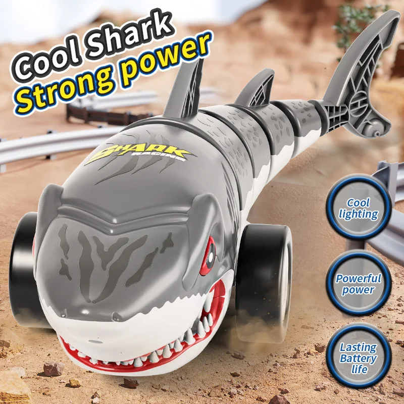RC Shark Car with Cool Light and Stunt Rotating Tail