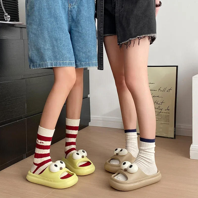 House Slippers Clog Womens Cloud Cartoon Big Eyes Dog Puppy Sandals Summer Flip Flops Beach Slides Home Shoes Cute Female Funny