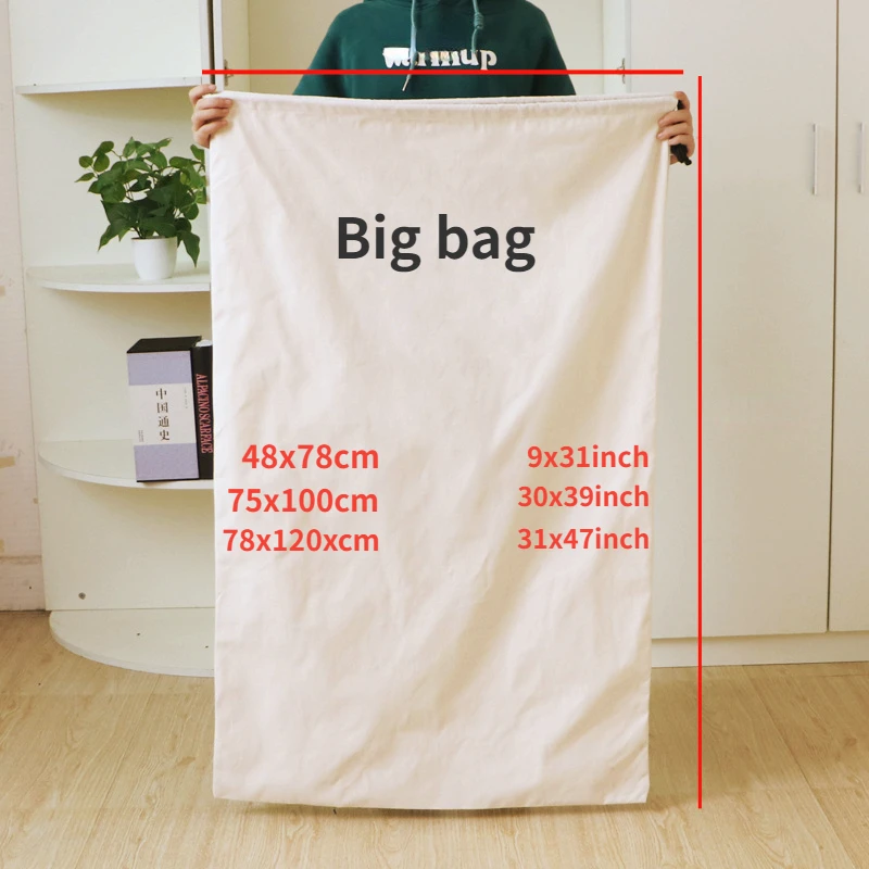 31x47Inch Cotton Storage Bag Dirty clothes bag for Grocery Clothes Toys Food Big Capacity Dustproof Pouch Home Organizer Recycle