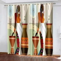 3D Cheap Modern Luxury African Woman Sheer Thin Shading Curtain for Window Living Room Bedroom Kitchen Treatment  Rod Pocket 2