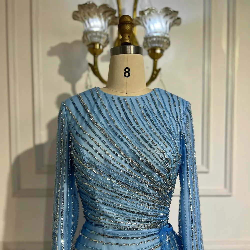 Serene Hill 2025 Customized Arabic Elegant Blue Beaded Saudi Evening  Dresses Gowns for Formal Occasion BLA72822 - AliExpress 320
