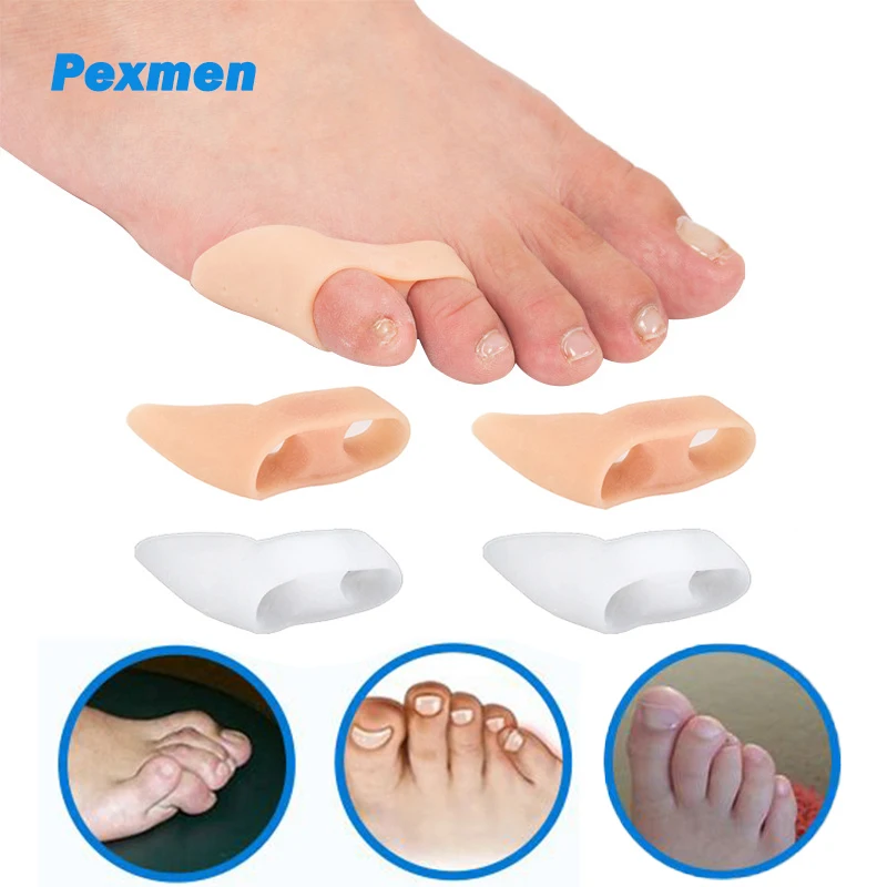 Pexmen 2Pcs Pinky Toe Separator Tailors Bunion Pads Little Toe Spacer for Overlapping Toe Calluses Blister Relieve Foot Pain