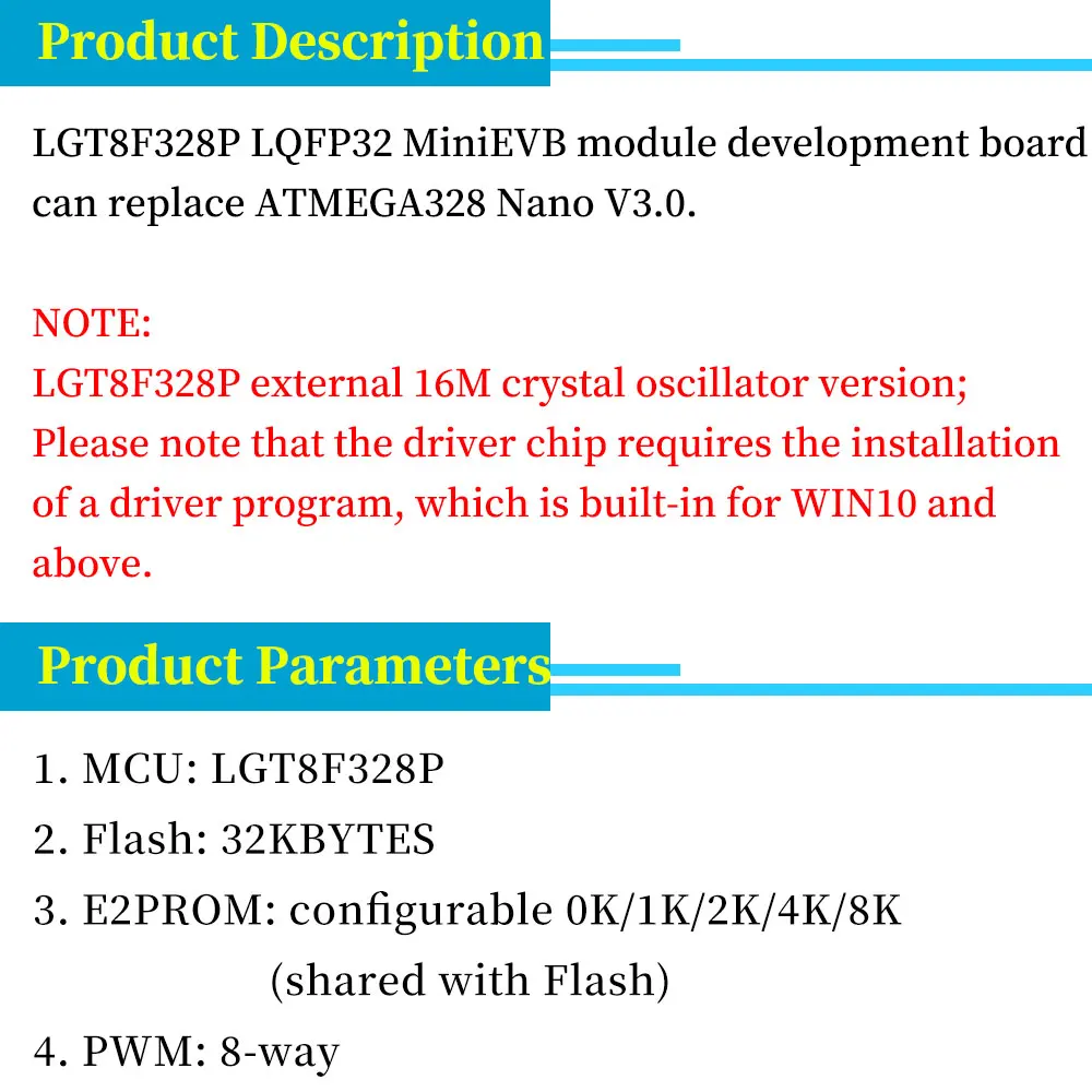 LGT8F328P-LQFP32 MiniEVB TYPE-C MICRO USB kompatibel mit ATMEGA328 Nano V3.0 LGT8F328P CH9340C / HT42B534-1 SOP16 für Arduino – Detail 1