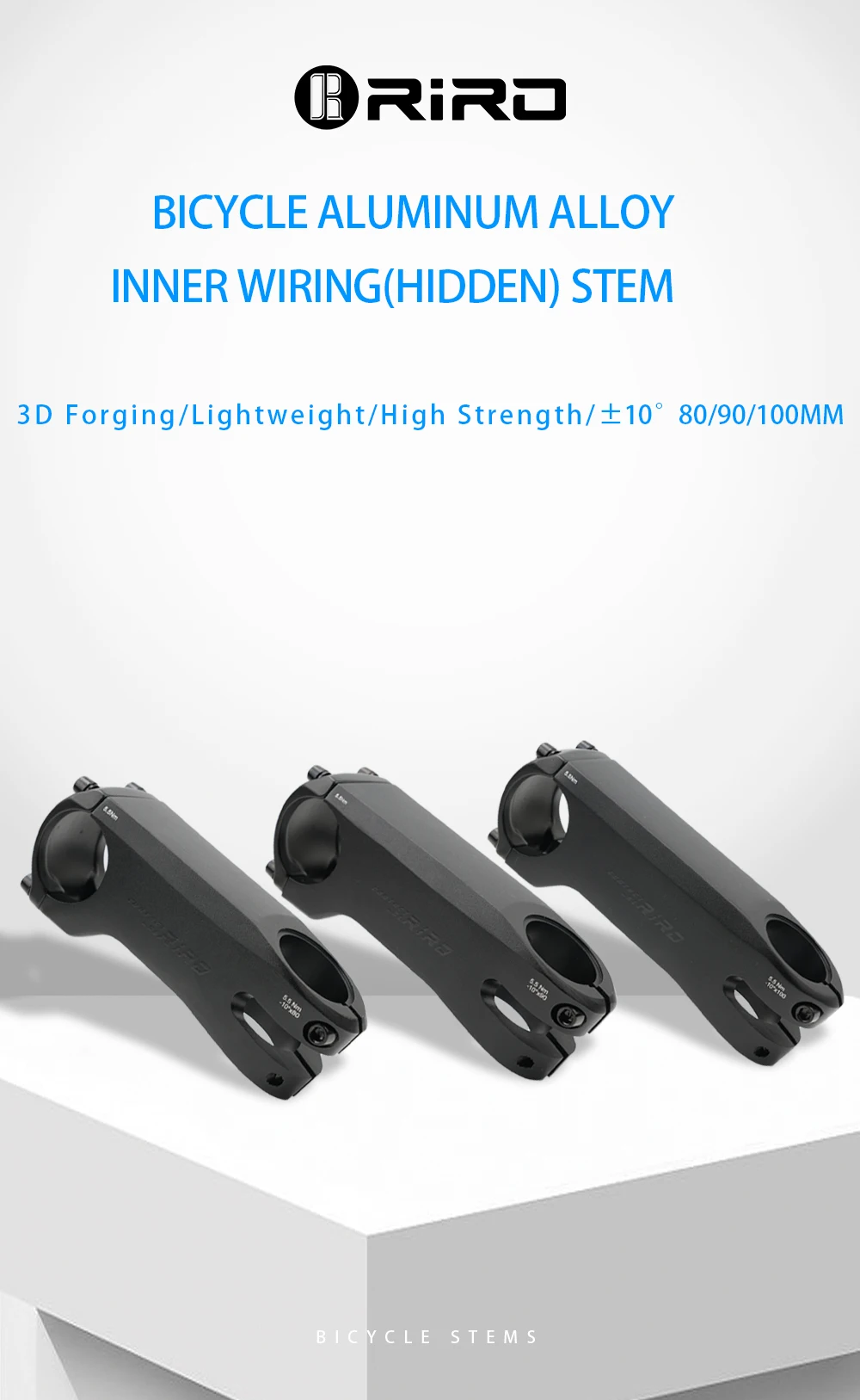 Description Picture 2 of itemRIRO Bike Stem Internal Cable Hidden Bicycle Stem 28.6-31.8mm Aluminum Aolly Forging/CNC Handle with Spacer Road Handlebar Stem