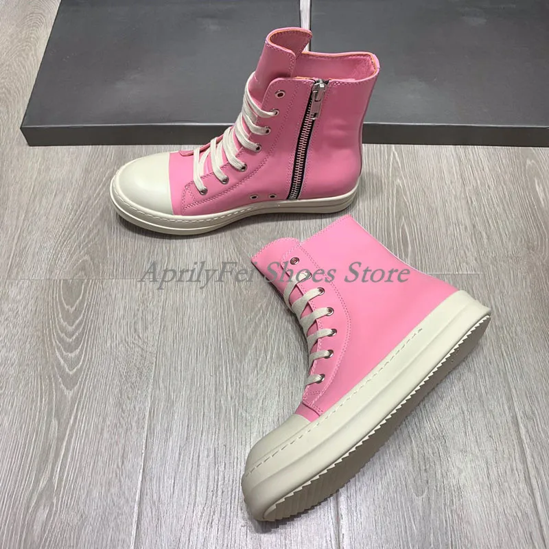 Black-White Trainers Toe Caps Ankle Booties Lace Up Mens Sneaker Zip High-TOP Casual Shoes Hip Hop Dress Shoes Big Size 46 47 2