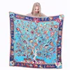 LESIDA Pure Silk Scarf Women Large Shawls Stoles Tree Print Square Scarves Echarpes Foulards Femme Wrap Bandanas 130*130CM 1303 1