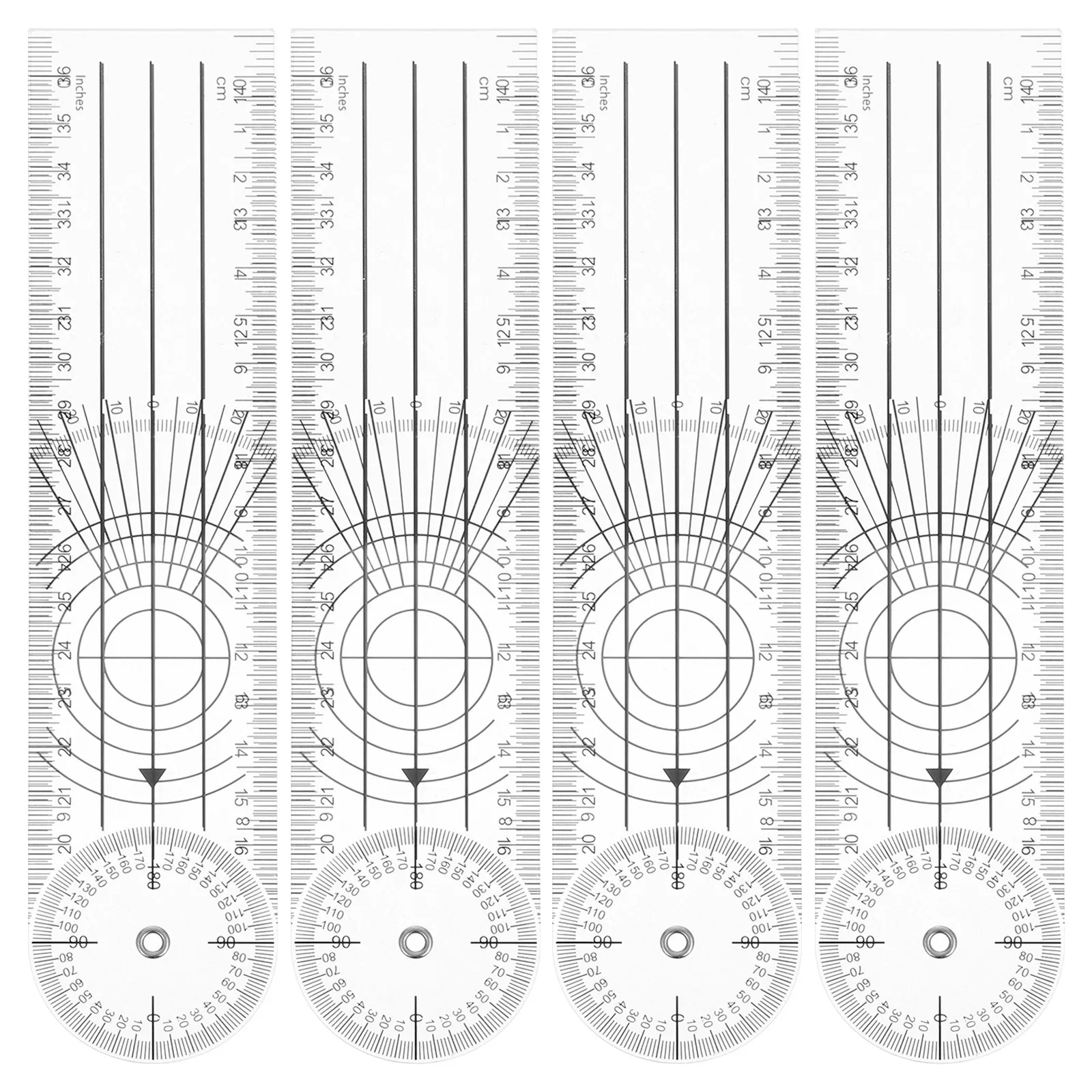 4Pcs 각도기 투명 플라스틱 각도계 건축가 엔지니어 의사의 정확한 각도를 측정하는 접이식 정밀 측정 도구