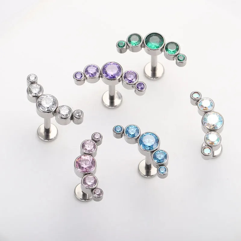 F136 티타늄 Cz 파이어 오팔 립 링 클러스터, 귀 연골 이주 나선 로브 귀걸이, 라브렛 펑크 클래식 피어싱 바디 쥬얼리