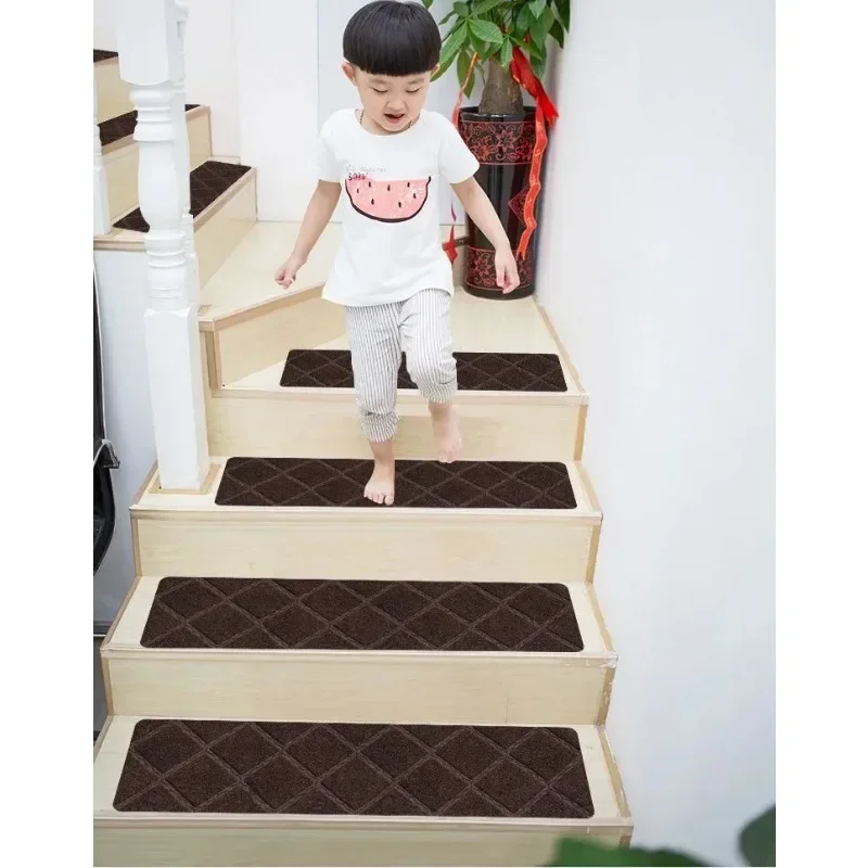 Stair Treads Staircase Anti-Slip Mat 76x21cm Stair Carpet Treads Soft Fabric Noiseproof Mats Machine Washable 10Pcs floor mat