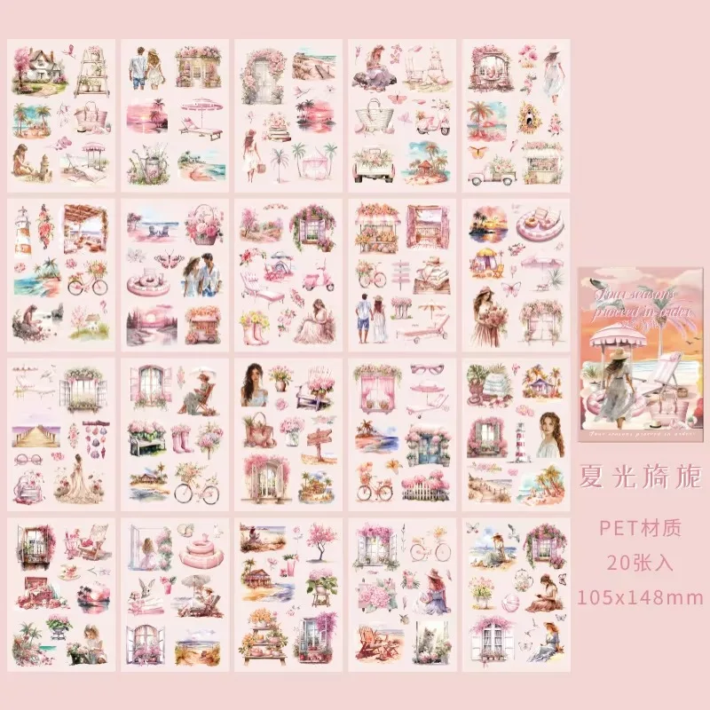20Pcs Stickers Four Seasons Teenage Travel Dairy Handbook Decorative Scrapbook