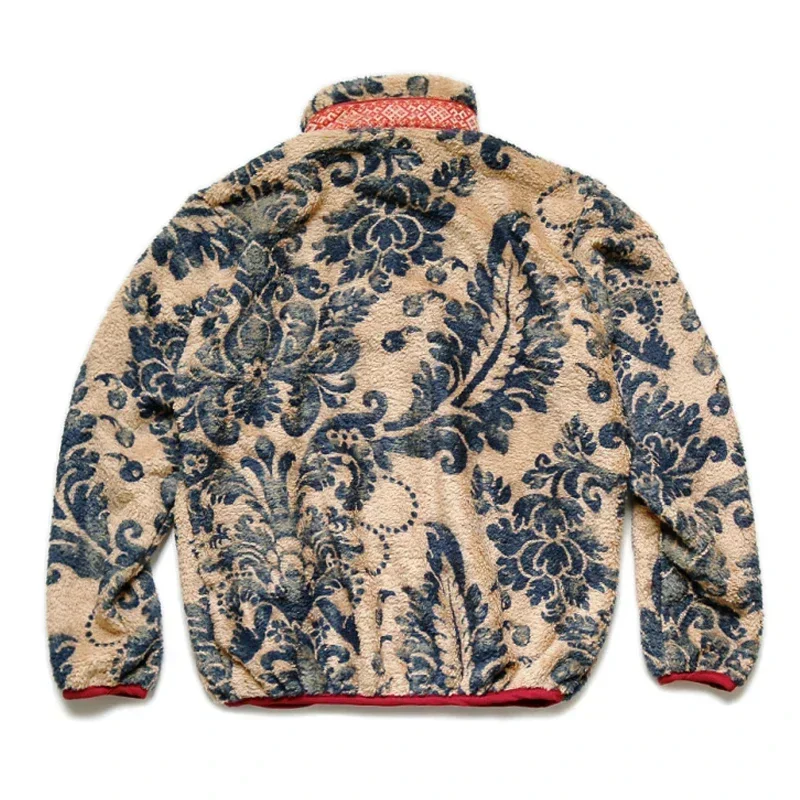 19aw Japan Kapital Autumn Spring Fleece Vintage Casual Zipper Warm Jacket Tang Cao Chao Women Men Printed Cashmere Coat 5