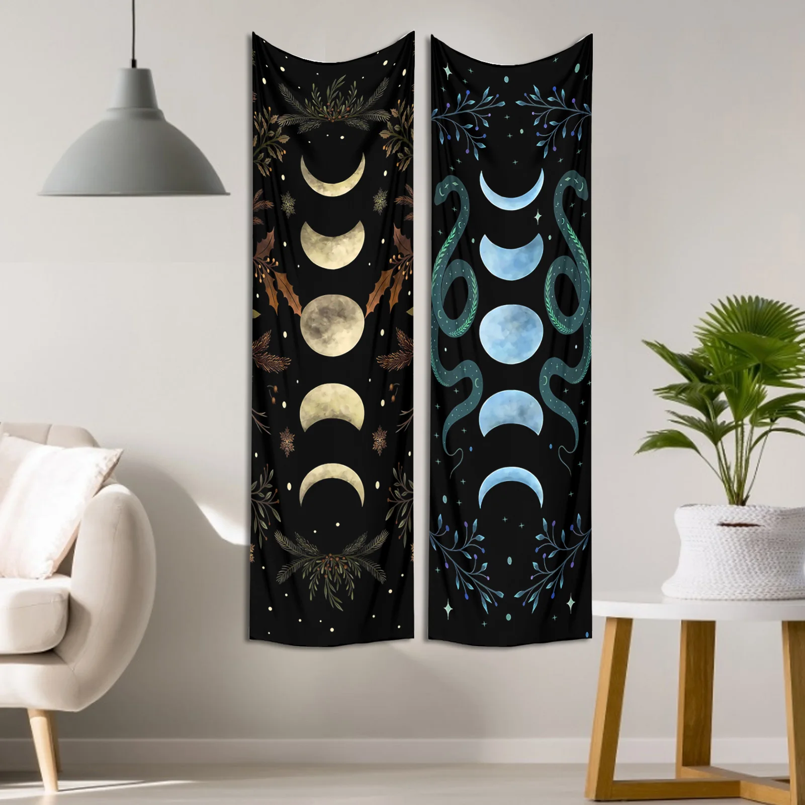 Moon Phase Tapestry Wall Hanging Moon moth Floral Vintage Psychedelic Star Snake Divination Bohemian Home Decor Art Decoration tapestry decorations