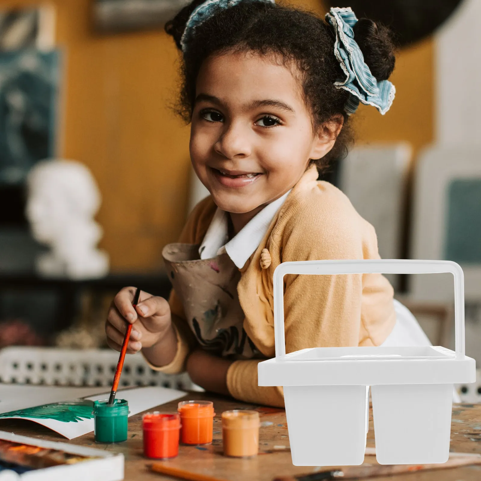 플라스틱 페인트 브러시 세척기 휴대용 브러시 세척통 예술가 학생용 그림 용품 색상 혼합 트레이 페인팅