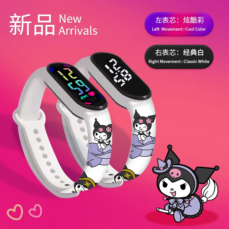

My Melody children's watches anime figure Kuromi Colorful classic white LED watch Waterproof Sports Watch kids birthday gifts