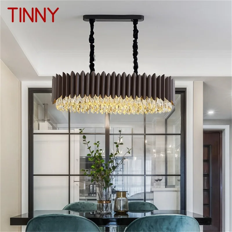 

TINNY Black Chandelier Rectangle Lamp Fixtures Postmodern Luxury Pendant Light Home LED Decorative for Living Dining Room