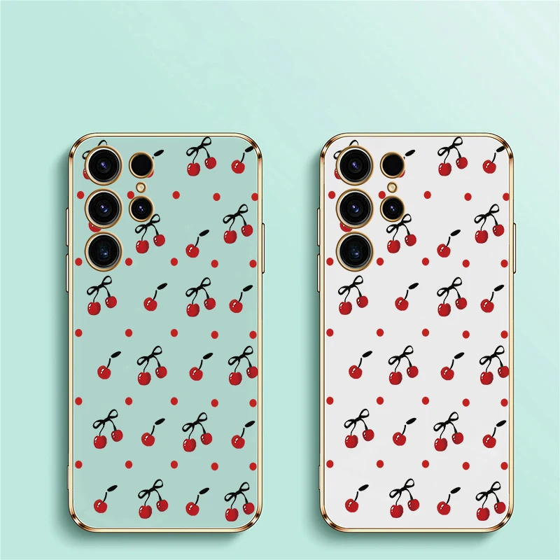 Fashion Cherry Bow Pattern Plating Silicone Phone Case